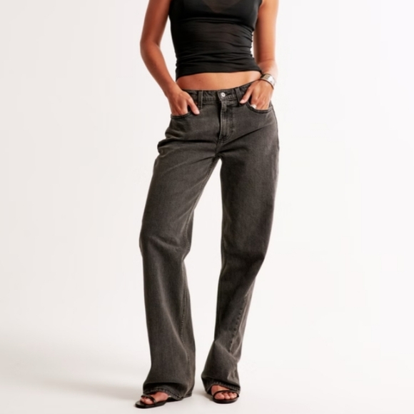 Abercrombie & Fitch Denim - Abercrombie & Fitch The 90s Baggy Low Rise Jeans In Dark Grey/black Size 29/8 L